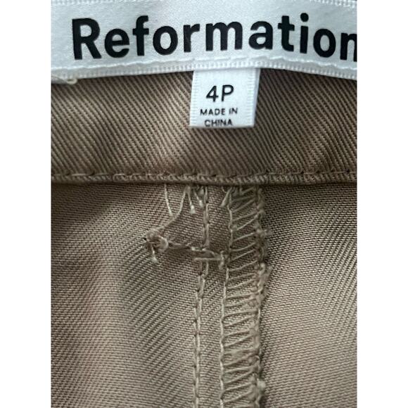 REFORMATION Mason Pants •Women 4 PETITE•Wide Leg Trouser Office Pleated Tan $178 - Picture 10 of 12